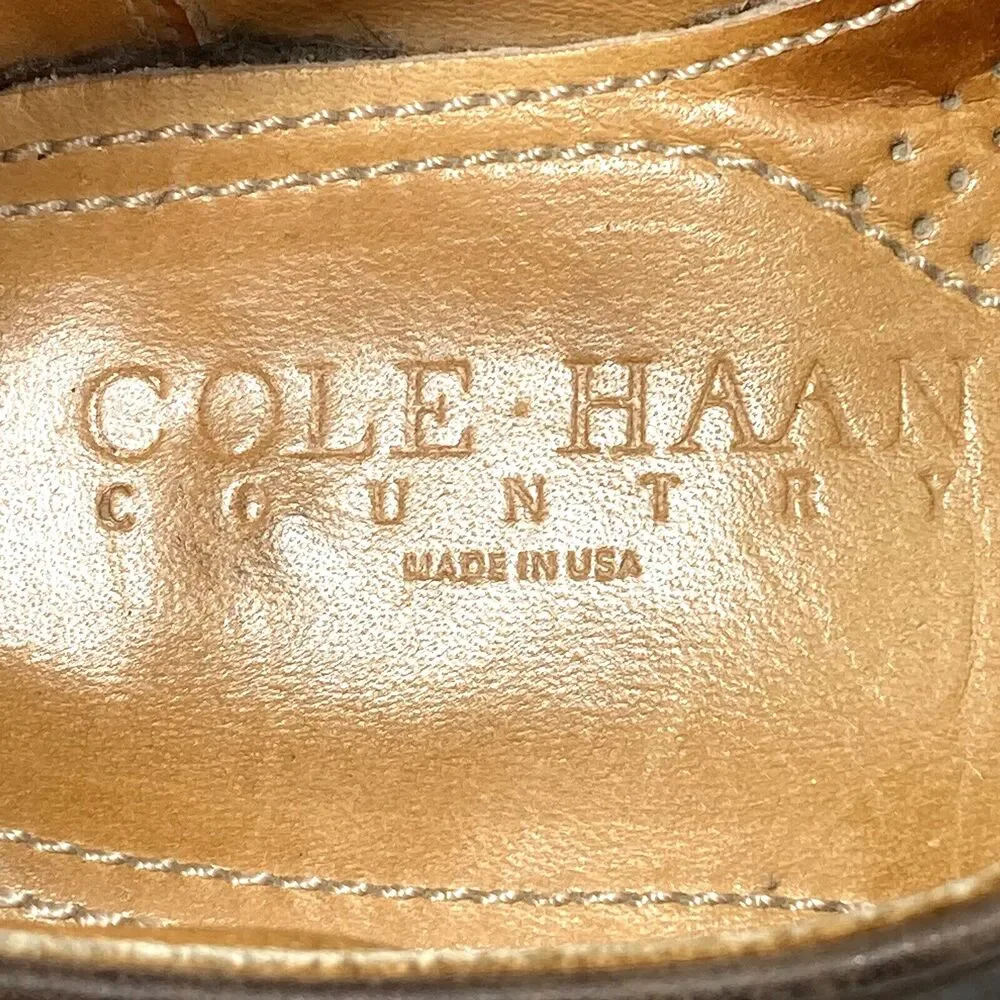 Cole Haan Country Shoes Nubuck Leather Cap Toe 10.5 Distressed Lace Brown